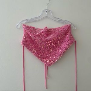 Pink sequin tube top